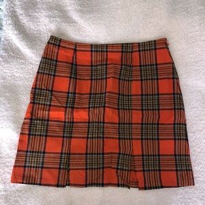 NWT Plaid Orange skirt with side slit